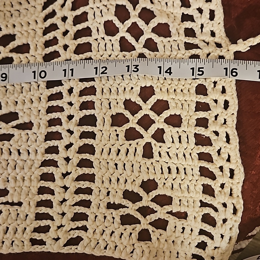 Hand Crafted Crochet Crop-Top Handmade Floral pattern Swim cover-up Cream #752 - Picture 17 of 17